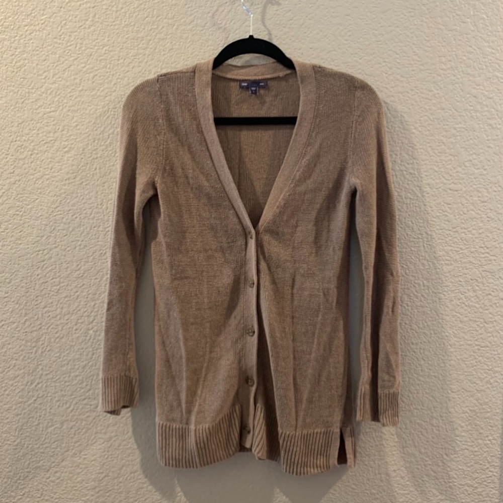 NWOT Good Quality Knit Tan Button Up Cardigan Sweater